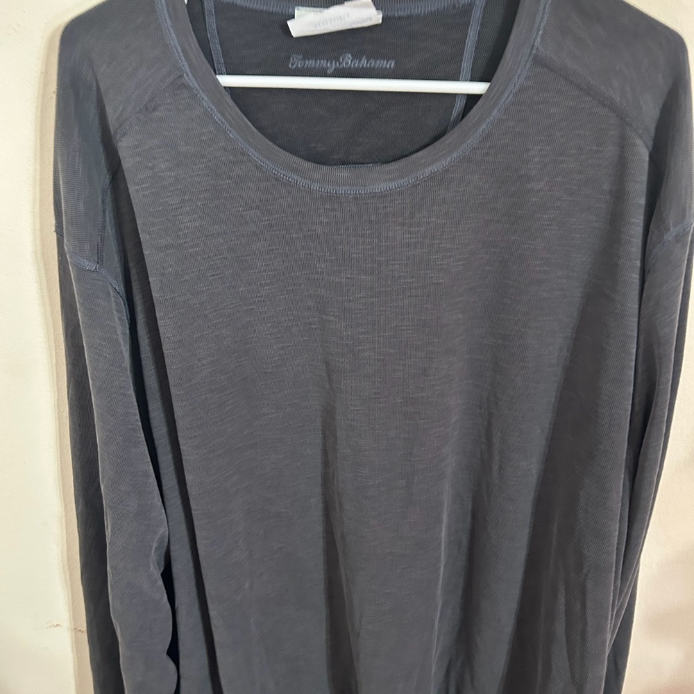 Tommy Bahama Size 3X Reversible Gray Blue Long Sleeve Shirt